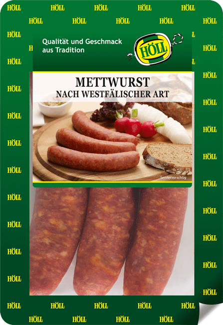 hoell_mettwurst_nach_westfaelischer_art_verpackt_in einer_plastikschale_mit_gruenem_aufdruck_aus_der_bedientheke